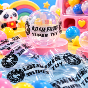Custom size PVC shrink wrap labels for gashapon capsule packaging