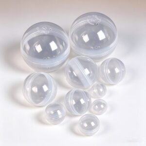 Clear plastic capsule balls in assorted sizes for gashapon vending machines