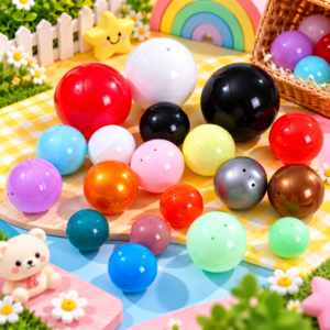 Colorful plastic gumball machine capsules in assorted sizes for vending machines