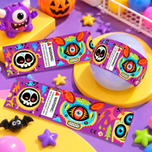 Custom printed capsule shrink sleeves with colorful designs for gashapon capsule packaging