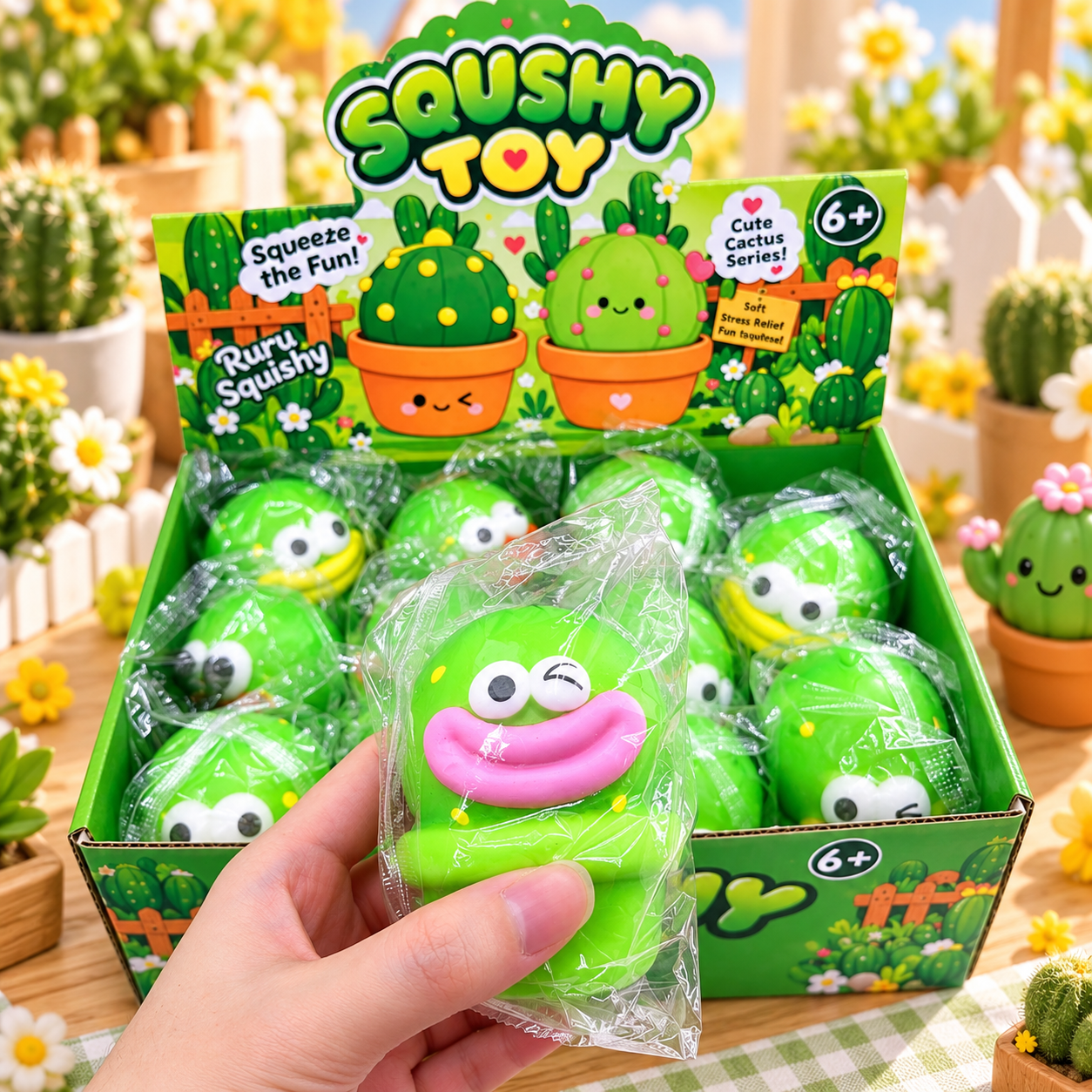 Cactus squishy toys wholesale display box