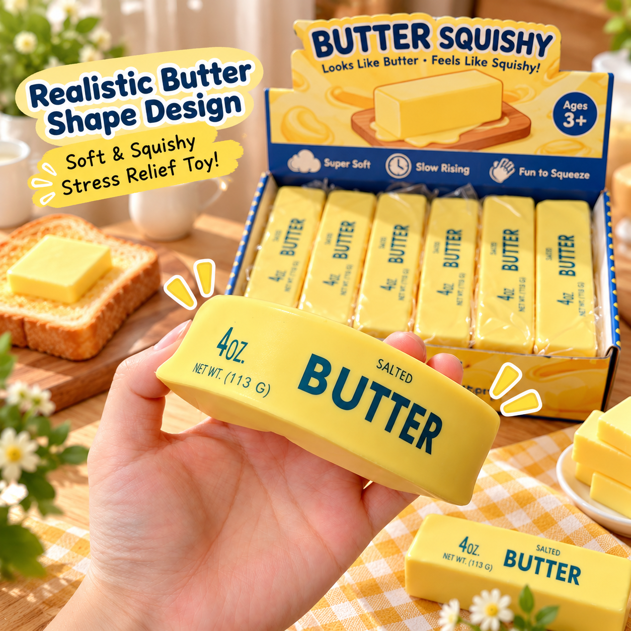 Yellow cheese squishy toy made from PU foam