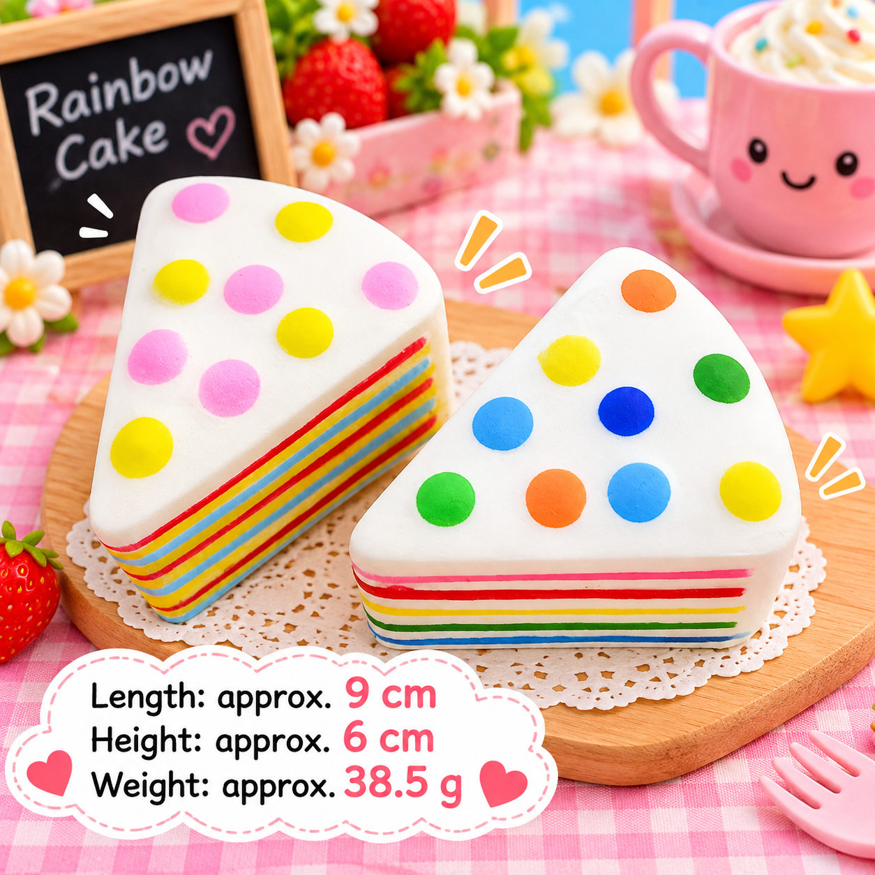 Decorative cake shaped squishy toys in assorted designs