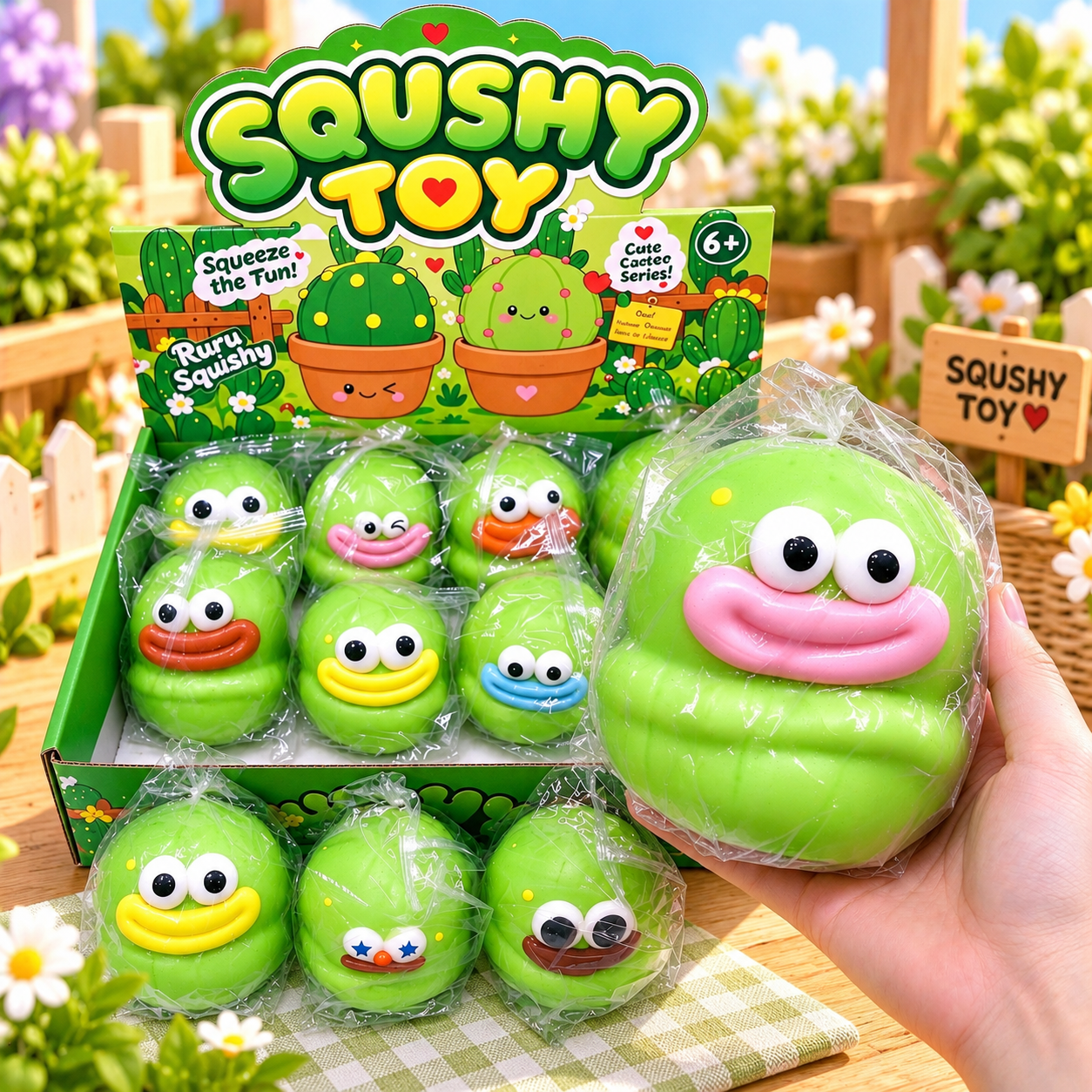Cute green cactus slow rising squishy toy