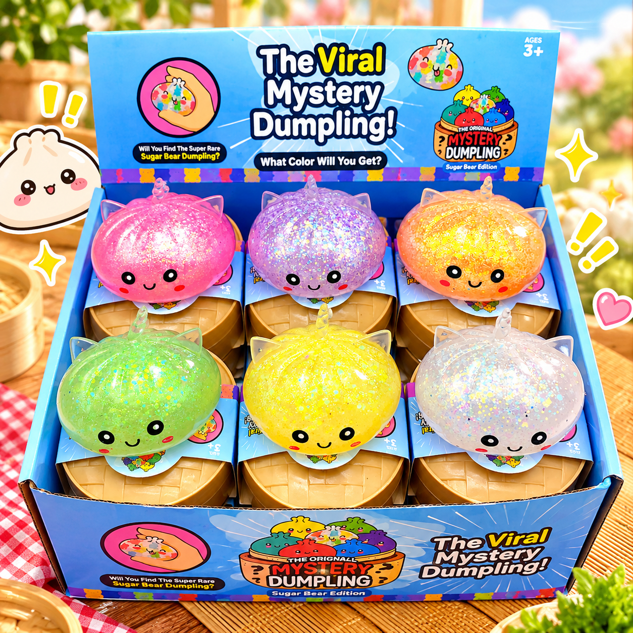 TPR Dumpling Squishy Toys with Steamer Packaging