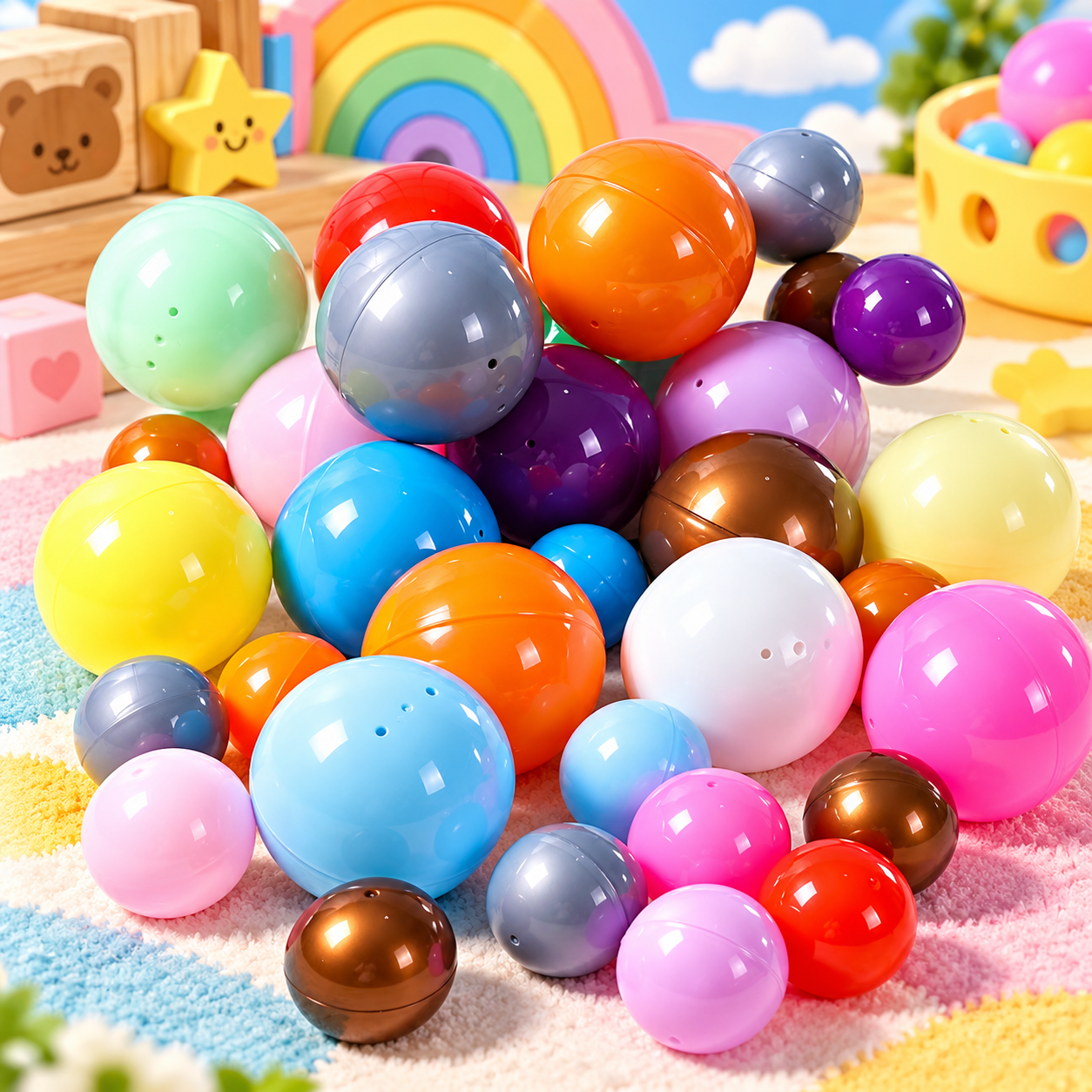 Standard colorful plastic capsule shells for gashapon machines