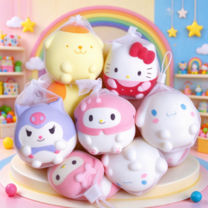 Slow rising squishy toys with individual mesh bag packaging
