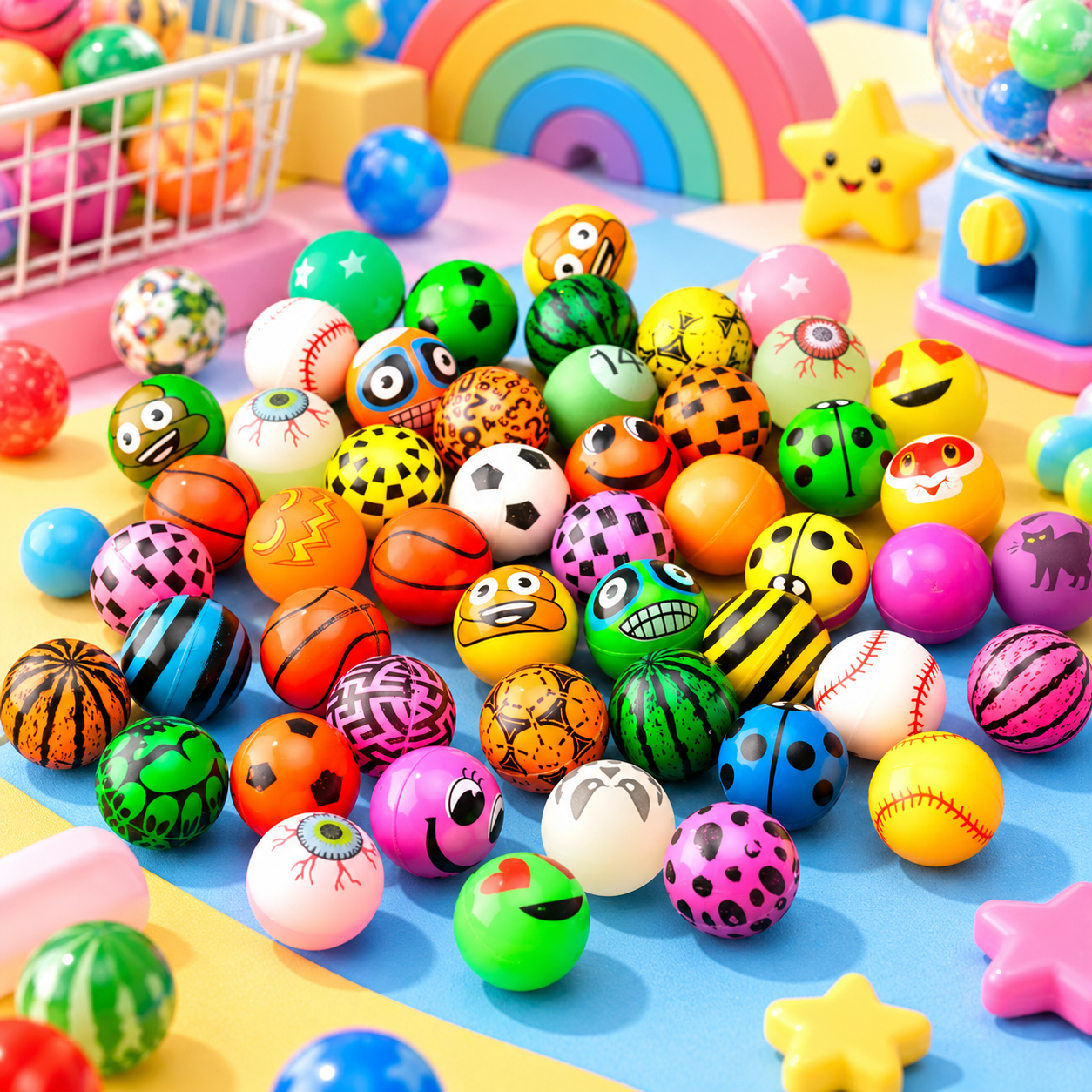 32mm assorted colorful rubber bouncy balls for wholesale vending machines
