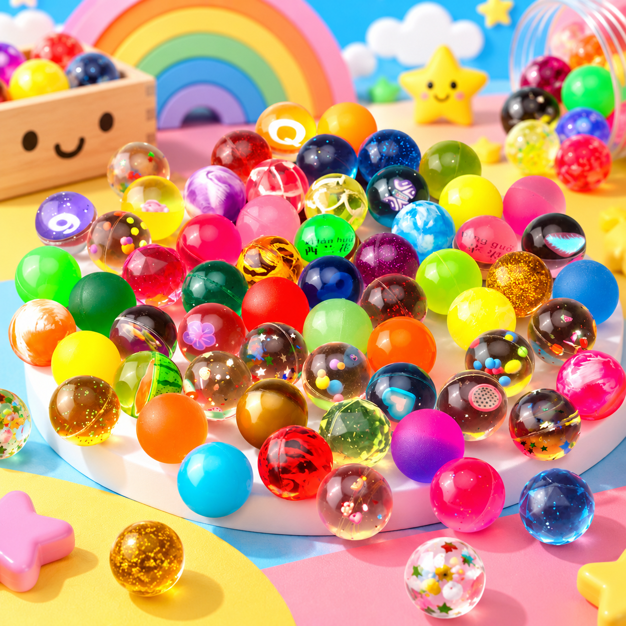 32mm assorted colorful rubber bouncy balls for wholesale vending machines