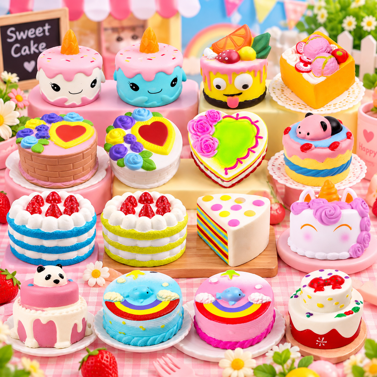Cute cake shaped squishy toys wholesale assortment