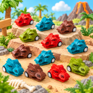 Colorful mini dinosaur pull back toy cars for wholesale