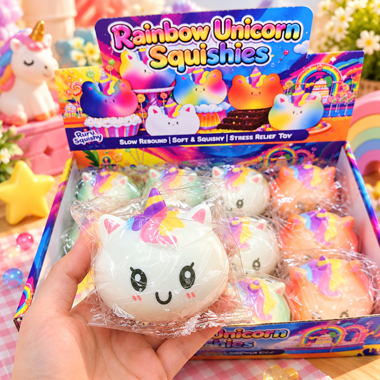 Cute rainbow unicorn slow rising squishy toy