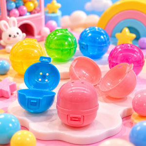 65x68mm hinged capsule shells in assorted colors with snap-lock closure