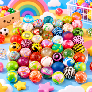 45mm assorted colorful rubber bouncy balls with mixed patterns for wholesale